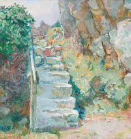 Francois Roux, Steps at Aasfontein, oil on canvas laid down on board