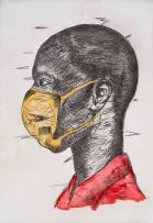 Stephen Langa, We Went Viral, etching on paper