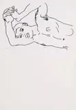 Walter Battiss, Reclining Figure, photolithograph on paper laid down on board
