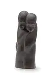 Joseph Muli, Two Figures in a Blanket, carved wood