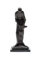 Gerard De Leeuw, Shearer, bronze with a brown patina, on a wooden base