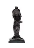 Gerard De Leeuw, Shearer, bronze with a brown patina, on a wooden base