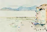 Robert Broadley, Wharf Scene, watercolour on paper