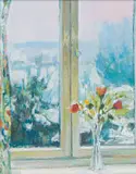 Herbert Coetzee, Die Ontbyt Kamer Venster, oil on board