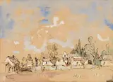 Gregoire Boonzaier, Cape Farmstead, ink and watercolour on paper
