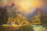 Gabriel de Jongh, Mountainous Landscape with House by a River, oil on canvas