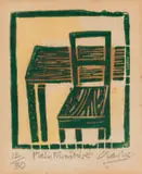 Peter Clarke, Plain Furniture, woodcut print on paper