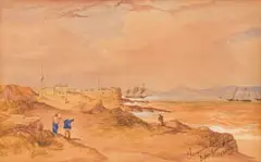 Chevonne Battery, Cape Good Hope by Thomas Bowler, watercolour on paper, offered Feb 2025