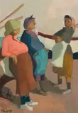 Marjorie Wallace, Gossips, oil on canvas