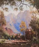 Tinus de Jongh, Mountainous Landscape with Trees, oil on canvas
