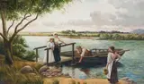 Leo François, Boating on the River, oil on canvas