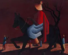 Diederick During, Horse and Rider, oil on board