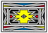Esther Mahlangu, Untitled (Ndebele Pattern with Yellow), acrylic on canvasboard