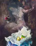 Louis van Heerden, Nude with Pears and Roses, oil on canvas