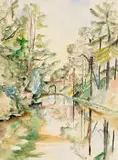Maud Sumner, Brewood Canal, watercolour and ink on paper