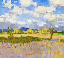George Devlin, Landscape with Field, oil on canvas