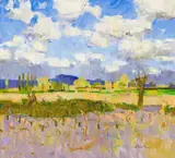 George Devlin, Landscape with Field, oil on canvas