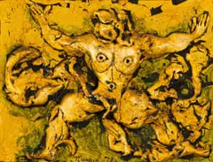 Guna Massyn, Nude Male Figure, mixed media on board