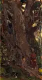 Two Figures beneath a Tree by Adriaan Boshoff, oil on canvas laid down on board, sold Feb 2025