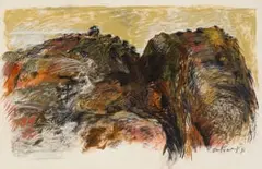 Landscape with Trees by André Naudé, mixed media on paper, offered Feb 2025