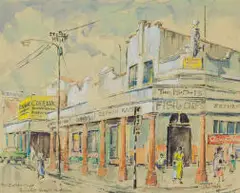 Bransom William Strapp, The Zepher Cafe, Prinsloo Street, Pretoria, watercolour on paper