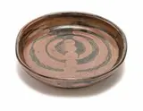 Yvonne Levy, Dish with circular abstract motif, glazed stoneware with iron decoration