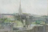 John David Ferguson, Church Spire, oil pastel on paper