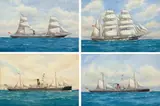 Pelham Jones, Shipping, four, watercolour on paper