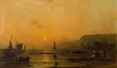 Alfred Clint, Fisherfolk, oil on canvas