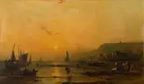 Alfred Clint, Fisherfolk, oil on canvas