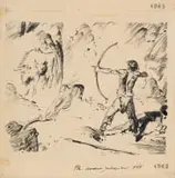 Zdeněk Burian, Archer, ink on paper