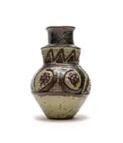 Rorke's Drift Lephina Molefe, Vase with incised pattern and relief decoration, 1997, glazed stoneware