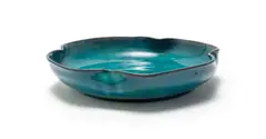 Globe Potteries, Petal-shaped dish, blue- and green-glazed earthenware