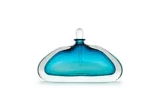 David Reade, Perfume bottle with stopper, clear and blue cased glass