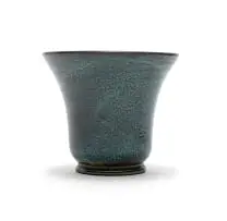 Flared vase by Globe Potteries, blue- and green-glazed earthenware, offered Jul 2025