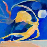 Leon de Bliquy, The Mantis Man and The Moon, watercolour on paper