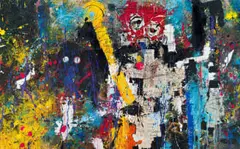 Stompie Selibe, Inbetween Beautiful Spirit, mixed media and oil on canvas