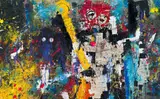 Stompie Selibe, Inbetween Beautiful Spirit, mixed media and oil on canvas