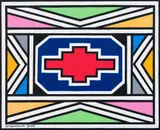 Esther Mahlangu, Untitled (Ndebele Pattern with Red Centre)