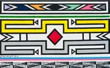 Esther Mahlangu, Untitled (Ndebele Pattern with Red Diamond), acrylic on canvas
