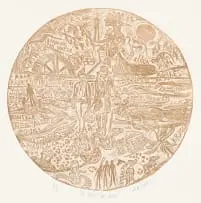 Anna Alcock, Old Stories for New, colour linocut on paper