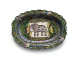Dish with elephant and leaf motifs by Ardmore Ceramic Studio, hand-painted and glazed ceramic, sold Mar 2025