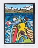 Theo Paul Vorster, Cray-Boat, colour linocut on paper
