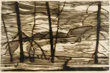 Alice Goldin, Lakeside II, linocut on rice paper