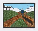 Theo Paul Vorster, Crossroads, colour linocut on paper