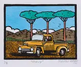 Theo Paul Vorster, Chevy, colour linocut on paper