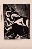 John Muafangejo, Two Cattle, linocut on paper