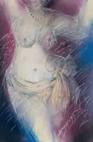 André Naudé, Bellydancer, mixed media on paper laid down on board