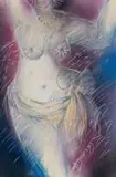 André Naudé, Bellydancer, mixed media on paper laid down on board