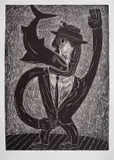 Shark Eater by Norman Catherine, linocut on paper, sold Mar 2025